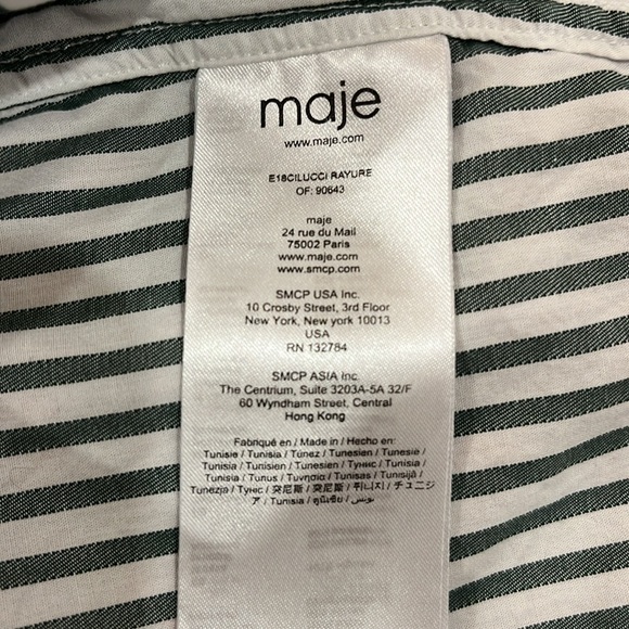 VGUC Maje cotton long sleeve button front shirt with embroidered bee on pocket - Picture 10 of 12